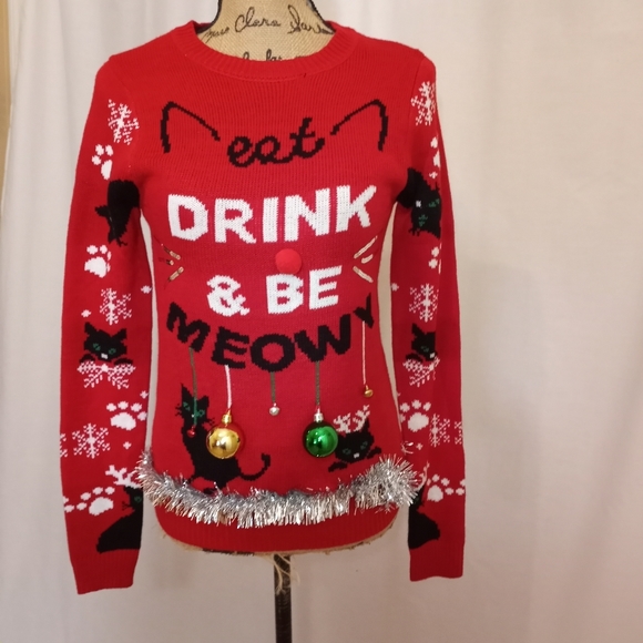 NOBO Sweaters - CAT CHRISTMAS SWEATER. SMALL